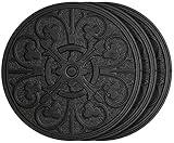 HF by LT Rubber Compass Scroll Garden Stepping Stone, 11-3/4 inches, Black, Set of 3