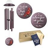 ASTARIN 36" Large Deep Tone Personalized Name Sympathy Wind Chimes, Cardinal Memorial Wind Chime for Loss of Mother Father Loved One, Bereavement Condolence Gifts Decor Outdoor Patio Garden