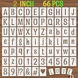 DZXCYZ 2 Inch Alphabet Letter Stencils, 66 Pcs Reusable Plastic Letter Number Symbol Interlocking Drawing Template Kit for Painting on Wood, Wall, Glass, Fabric, Signage, Door Porch