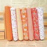 7Pcs Top Orange Cotton Craft Fabric Bundle Squares Patchwork,DIY Sewing Scrapbooking Quilting Floral Dot Pattern Craft and Hobby Fabric,Fabric Arts,Crafts and Sewing10 x 10" (25cm x 25cm)