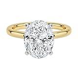 3 CT Oval Moissanite Band Ring for Women 925 Sterling Silver and Solid Gold D Color VVS1 Clarity Solitaire Promise Rings for Her Trending Valentine gifts for her
