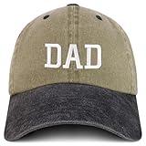 Trendy Apparel Shop Dad Embroidered Pigment Dyed Low Profile Cotton Cap - Khaki Black
