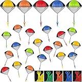 Meooeck 25 Pieces Parachute Toy for Boys Girls Throwing Toy Parachute Men Small Outdoor Flying Toys for Backyard Camping Party Favor, 5 Colors