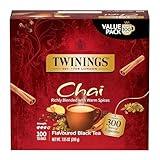Twinings Chai Black Tea Individually Wrapped Bags, 100 Count (Pack of 1), Richly Blended with Warm Spices, Caffeinated, Enjoy Hot or Iced, 100 Teabags