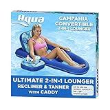 Aqua Campania Ultimate 2-in-1 Pool Float Lounge – Extra Large – Inflatable Pool Floats for Adults with Adjustable Backrest & Cupholder Caddy – Teal Hibiscus