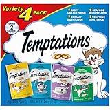 Temptations Classic Crunchy and Soft Cat Treats Feline Favorites Variety Pack, 3 oz. Pouches (Pack of 4)