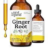 Wild & Organic Ginger Root Extract Drops - Immune & Digestive Support - Liquid Ginger Supplements - Vegan, Sugar & Alcohol-Free Tincture - 4 fl oz