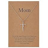 Lcherry Mom Cross Necklace for Women - Birthday Gifts for Mom, Religious Christian Jewelry Mother's Day Gifts for Women