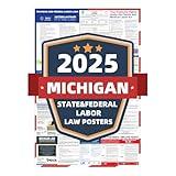 2025 Michigan State and Federal Labor Laws Poster - English Version - OSHA Workplace Compliant - UV Waterproof Laminated 24" x 36" - Mandatory Regulations Posting for Employees