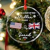 Personalized Long Distance Ornament, Exchange Student Keepsake, Gift for Foreign Exchange Students, Two Countries Ornament, Moving Away Gift