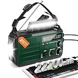 Hand Crank Emergency Radio, 6000mAh/22200mWh Solar AM FM NOAA Weather Alert Radio, 3-Mode Flashlight, Reading Lamp, SOS Alarm, Phone Charger for Winter Storm and Emergency