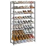 Nunsino Shoe Rack, Metal Shoe Organizer, 8 Tier Garage Shoe Rack Max Holds 40 Pairs,Shoe Storage shelf for Closet,Entryway, Black