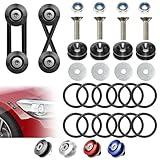 Universal Bumper Clips, Front Rear Bumper Quick Release Kit, Bumper Holders for Cars (4 Black Bumper Quick Release Tabs and 12 Customized O-Rings)