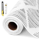 Drawer and Shelf Liner for Kitchen Cabinet,Non-Adhesive Cabinet Liner 12in x 20FT,Waterproof Shelf Paper Non-Slip Mats Cupboard Liners Contact Protect Dresser/Shelves/Table-Square Stripes