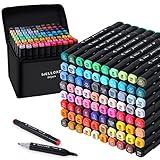 WELLOKB Alcohol Markers, 80 Colors Dual Brush Tip Permanent Art Markers, Coloring Marker, for Book Painting Card Making, Christmas gift for Adults Kids 8-12