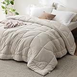 Bedsure Comforters Queen Size - Down Alternative Comforter for All Season, Ultra-Soft Prewashed Duvet with 4 Tabs, Lightweight & Warm Bedding - Machine Washable, Linen, Queen, 88x88 Inches