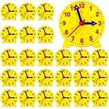 Batiyeer 24 Pcs Teaching Clock Kit for Kids to Tell Time Teaching Mini Geared Clock for Kids Basic Math Development Teacher and Classroom Supplies, 4 Inch(Yellow)
