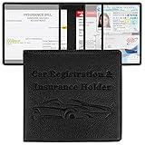 New Fashion Kingdom Car Registration and Insurance Holder, Premium PU Leather Vehicle Glove Box Car Organizer Men Women Wallet Accessories Case for ID, Driver's License - Black