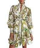 Aoxwomens Womens Button Down Shift Swing Dress Ruffle Sleeve Tunic Midi Sundress Pockets Mini Skirt with Waist Strap (X-Small, Floral 202311)