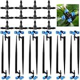 Tujoe 24 Pcs Drip Irrigation System Kits for Garden, 1/4" Irrigation Tubing 4-Outlet Misting Nozzle and Tee-connectors for Plant Flower Raised Bed Lawn Patio Watering