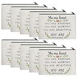 Pinkunn 10 Pcs Inspirational Cosmetic Bag for Girls CNA Week Gifts Bulk You Are Loved You Are Enough Case Cosmetic Bag Positive Toiletry Bag Gift for Women Sister(You Are Loved)