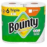Bounty Full Sheet Paper Towels, White, 2 Triple Rolls = 6 Regular Rolls
