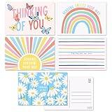 Sweetzer & Orange Thinking of You Postcards Pack (60 cards) 4x6 Postcards for Kids and Adults. Assorted Blank Flyers, Sympathy coupons, Greeting Sheets. 300gsm Note papers.