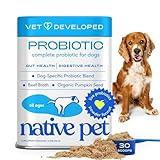 Native Pet Probiotics for Dogs - Dog Probiotics Powder for Digestive Health, Gut Support, & Immune Boost – Vet-Formulated Powder for Maximum Potency with Digestive Enzymes & Prebiotics - 30 Scoops