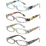 Kerecsen Women's Reading Glasses 4 Pairs Ladies Fashion Spring Hinge Readers (4 Pack Mix, 1.75)