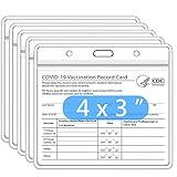 5 Pack CDC Vaccination Card Holder Immunization Record Vaccine Card Protector 3x4 Sleeve Covid Shot Card Protector Cover Clear Vinyl Plastic Sleeve with Waterproof Resealable Zip