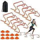 Agility Hurdles Training Equipment - 10 Speed Hurdles and 10 Soccer Cones with Carrying Bag for Soccer, Football, and Track Drills, Ideal for Athletes Speed and Agility Training