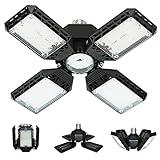 QiyuanLS LED Garage Light,150W Deformable Garage Ceiling Lights,15000LM, 4 Adjustable Panels, E26/E27 Shop Lights for Basement, Barn, Workshop,High Bay Light