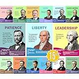 15pcs US Presidents Posters – 11x14 Growth Mindset Posters Educational Wall Art for Classroom, Home, and Office – Inspirational American History Decor for Teachers, Students, and History Enthusiasts