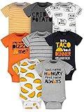 Onesies Brand Baby Boy's 8-Pack Short Sleeve Mix & Match Bodysuits, Grey Hungry, 6-9 Months