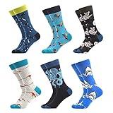 WeciBor Funny Colorful Novelty Patterned Crew Socks, 6 Pack Multicolor Animal