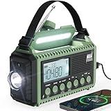 12000 Emergency Radio, NOAA Weather Radio with AM/FM/NOAA/SW,SOS Battery Operated Radio,5 Way Powered Emergency Hand Crank with USB Charger, Flashlight, Reading Lamp, Headphone Jack for Outdoor