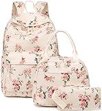 Bluboon School Backpack Teens Girls Boys Kids School Book Bags with Lunch Box Pencil Bag (Corduroy floret)