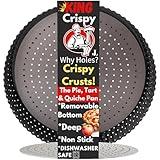 Jean Lemond: Why Holes: For The Crispiest Crusts. King Crispy's Deep Pie, Tart & Quiche Pan. A Non-Stick, Removable Bottom, Dishwasher Safe, Perforated Pie Pan Baking Plate Dish (9 inch x 2 Deep).