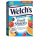 Welch's Fruit Snacks, Mixed Fruit Snack Box, Gluten Free, 0.8oz Snack Packs (Pack of 40)