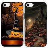Yomjew 2 Pack Halloween Phone Case for iPhone 7/8 / SE 2020/2022 4.7", Matte Case with Cute Cool Pumpkin Pattern Design, Shockproof Soft Silicone Cover for Teen Girls and Boys, Women and Men