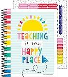 Carson Dellosa Happy Place Teacher Planner, 8" x 11" Rainbow Spiral Bound Lesson Plan Book With Stickers, Checklist, Notes, School Supplies for Classroom Organization