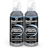 MediCleanse Sterile Saline Piercing Aftercare Fine Mist Spray, 7.5 Ounce, All Natural, No Alcohol, Vegan Friendly, for Piercings and Tattoos, Made in USA, Pack of 2