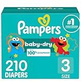 Pampers Diapers - Baby Dry - Size 3, 210 Count, Absorbent Disposable Infant Diaper (Packaging May Vary)