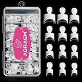 AORAEM White French Nail Tips 120 PCS Short French Style Acrylic Nail Tip 12 Sizes False Nail Clear and White Press on Nails for Women