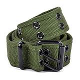 boxed-gifts Solid Color Military and Casual Canvas Belt, Double Grommet Unisex Belt for Men and Women - Olive