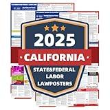 KERMENG 2025 California State and Federal Labor Laws Poster - English & Spanish Combo - OSHA Workplace Compliant - UV Waterproof Laminated 24" x 36" - Mandatory Regulations Posting for Employees