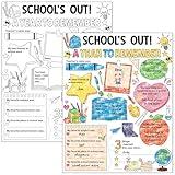 CHUNNIN 40Pcs Color Your Own Summer End of School Year Classroom Posters Painting My School Year Posters All About My School Year Posters Student Gift for Kids Kindergarten Preschool Supplies