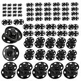 JOSDIOX Sew - On Snaps 67 Sets of Black Copper Snap Buttons Sewing Button, Metal Fasteners Press Studs for Clothing Sizes: 0.31In, 0.39 in,0.59 in,0.74 in, 0.98 in.