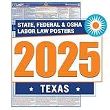 2025 Texas Labor Law Poster- State, Federal, OSHA Compliant- Workplace Required Posting for Employees- English Employment Poster- UV Laminated Waterproof- 26" x 39.5”- English