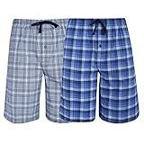 Hanes Men's Big Men's Woven Stretch Pajama Shorts 2 Pack Blue Grey Large